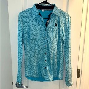 Cinch Blue Casual Button Down Shirt with Pattern
